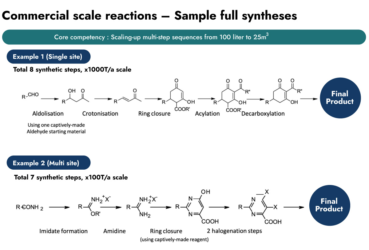 Commercial scale reactions – Sample full syntheses